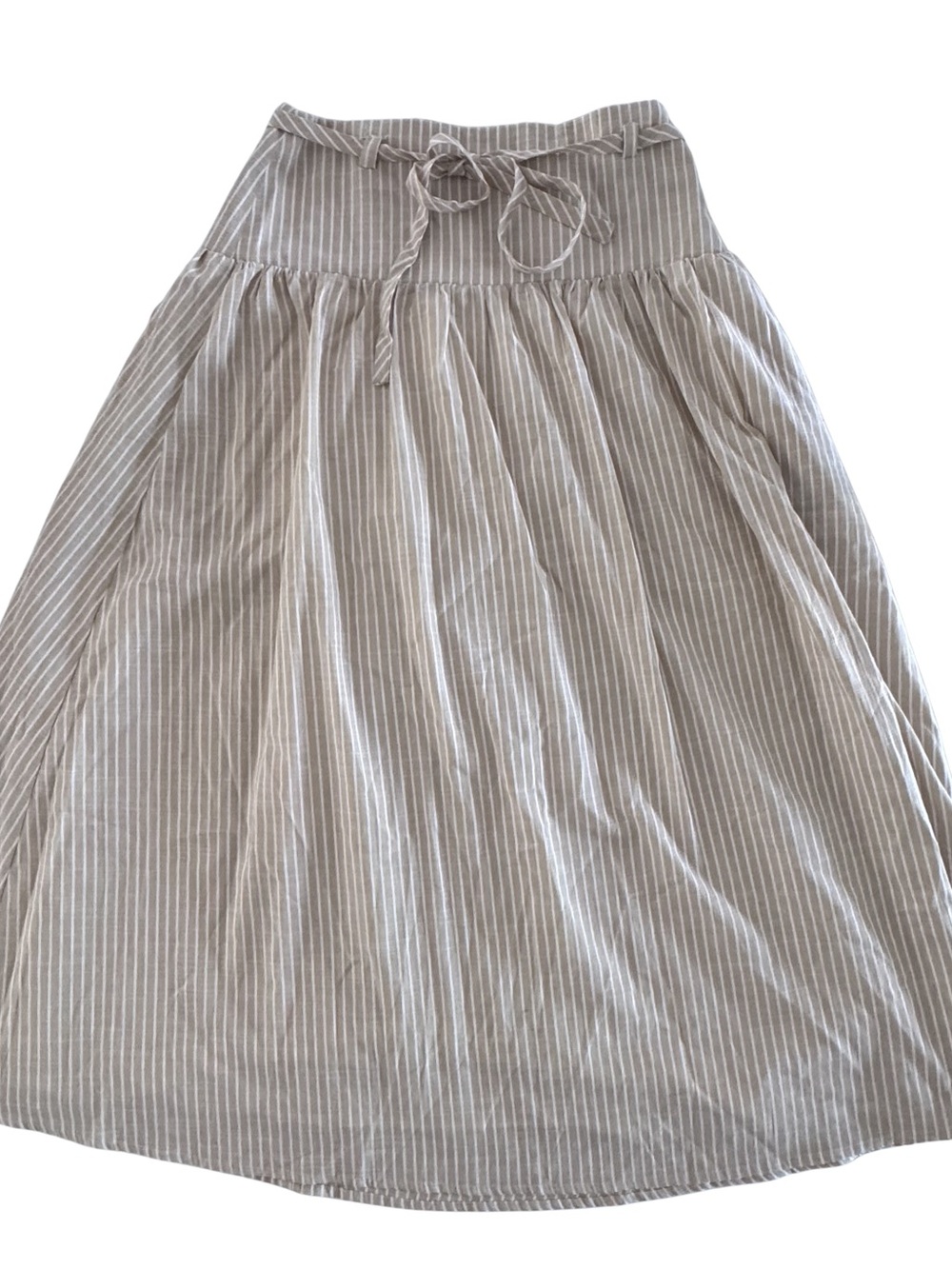 Moon River Maxi Skirt Womens M NWT Beige White Stripe Belted Coastal A-Line - Picture 2 of 10